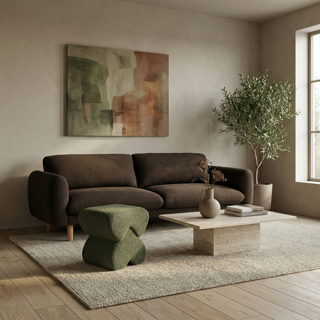 Lovers Upholstered Soft Padded Top Ottoman(Taupe)#100326 Get Set Style Furniture