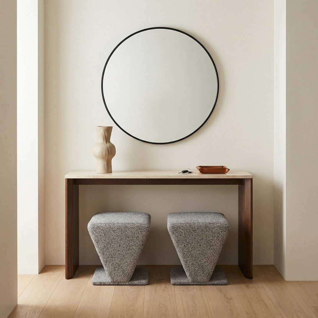 Diamond Ottoman Stool, 17.7" L x 14.6" W x 17.3" H, Plush Upholstery Makeup Stool, Footrest, Extra Chai, Accent Seat (Chocolate Brown) #100329 Get Set Style Furniture