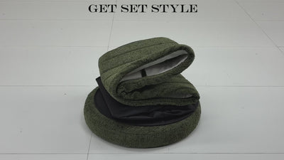 Green Chenille Round Ottoman With Storage #100138