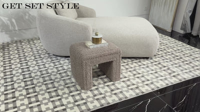 Taupe U Shaped Sherpa Fabric Ottoman #100045