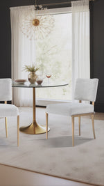 Load and play video in Gallery viewer, Levante Linen Fabric Upholstered with Metal base Dining Chair ( Set of 2 )