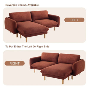 86"Wide Convertible Sectional Sofa, Modern L Shape Couches with Left/Right Reversible Chaise,  Mid-Century Sofa with Reversible Cushions (Cedar) #100210 Get Set Style Furniture