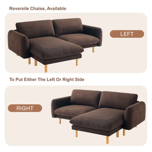 86"Wide Convertible Sectional Sofa, Modern L Shape Couches with Left/Right Reversible Chaise,  Mid-Century Sofa with Reversible Cushions (Chocolate) #100211 Get Set Style Furniture