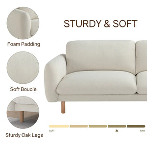 Scandi 3 Seater Sofa Couches, 86” Minimalist Modern Upholstered Sofa with Comfort Cushions (Off White) #100215 Get Set Style Furniture