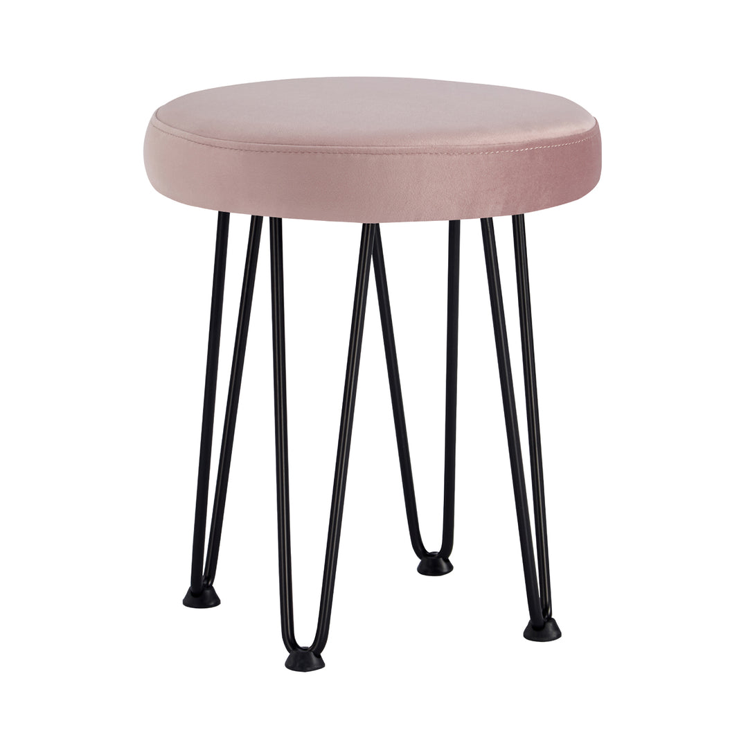 Velvet Pink Vanity Stool
