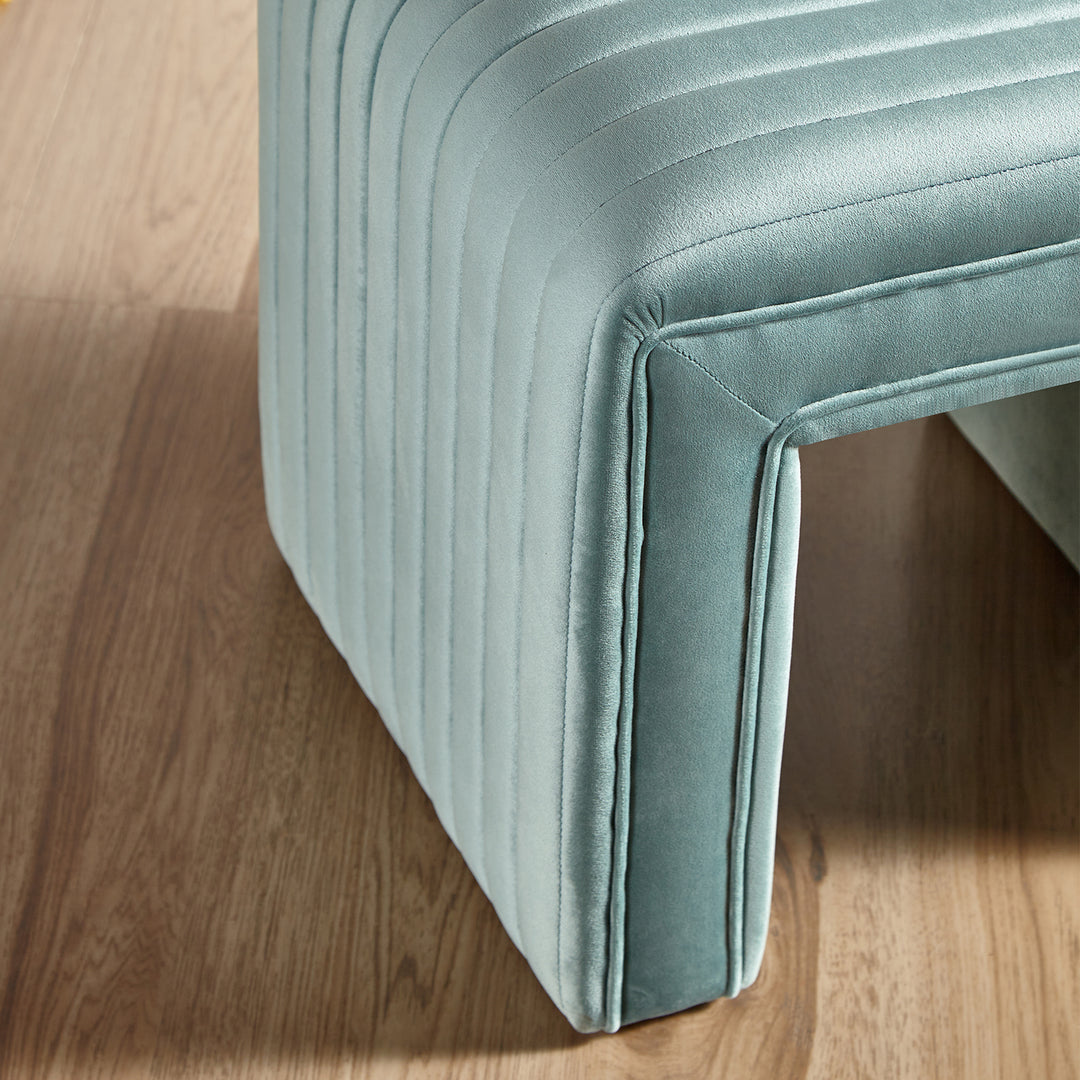 -Shaped Velvet Ottoman