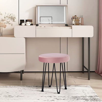 Velvet Pink Vanity Stool