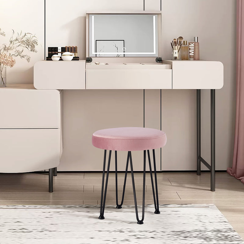 Velvet Pink Vanity Stool