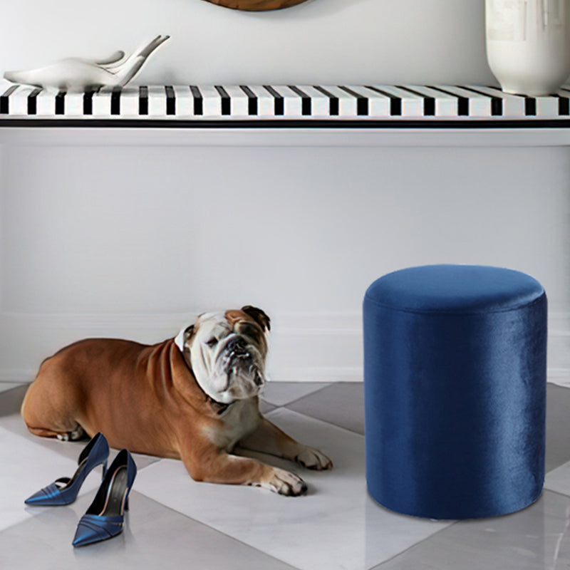 Solid Blue-Round Ottoman Chair