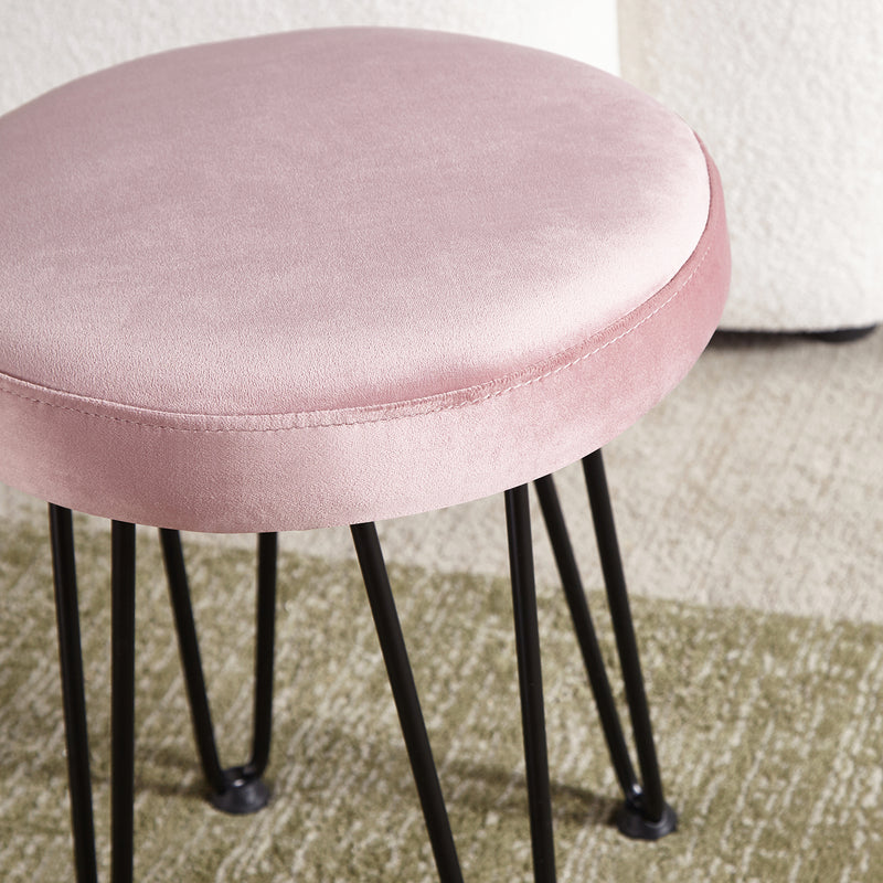 Velvet Pink Vanity Stool