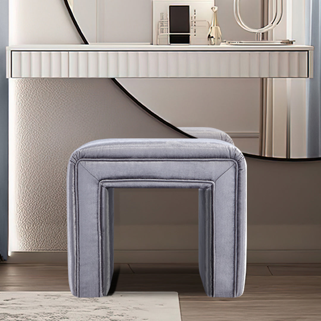 -Shaped Velvet Ottoman