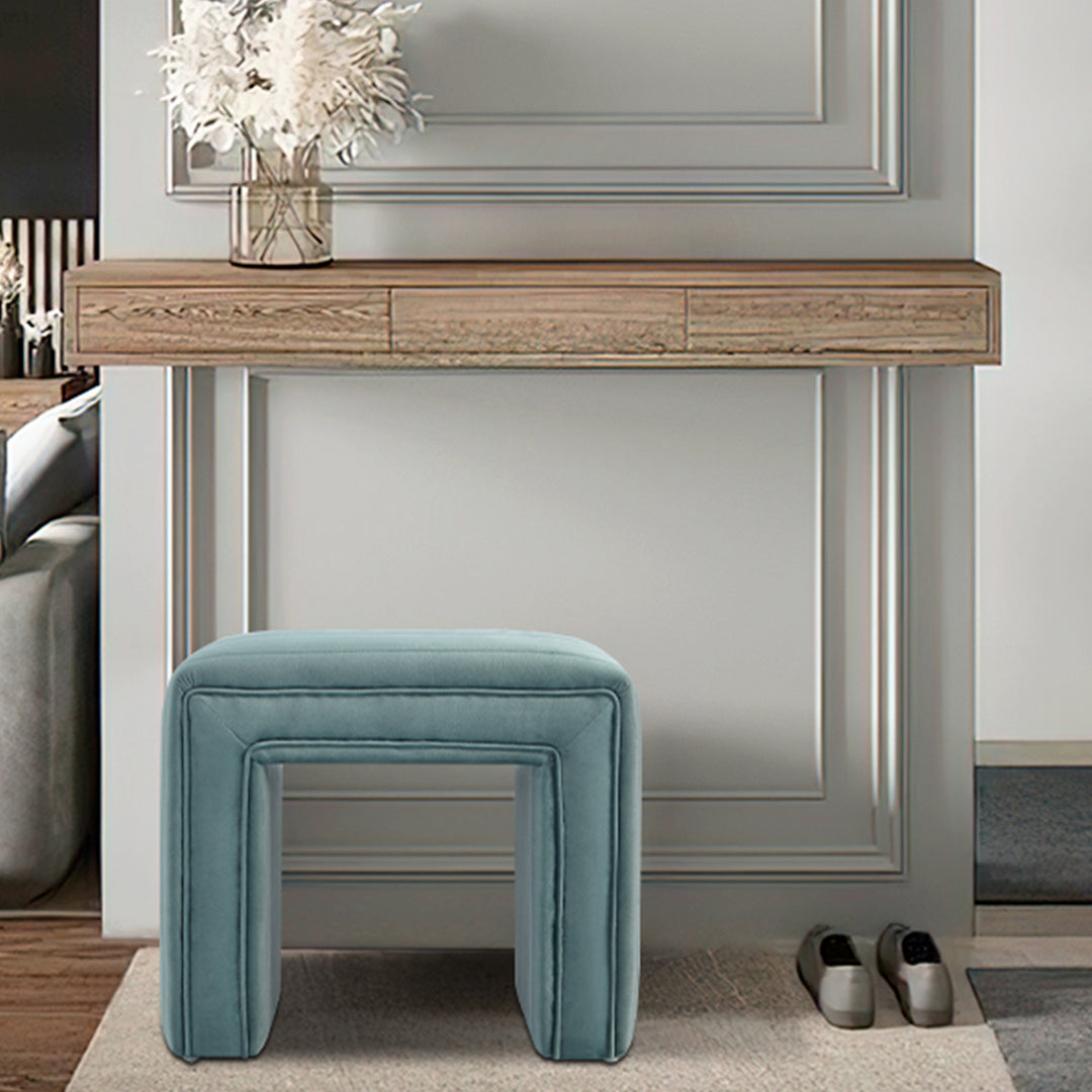 -Shaped Velvet Ottoman