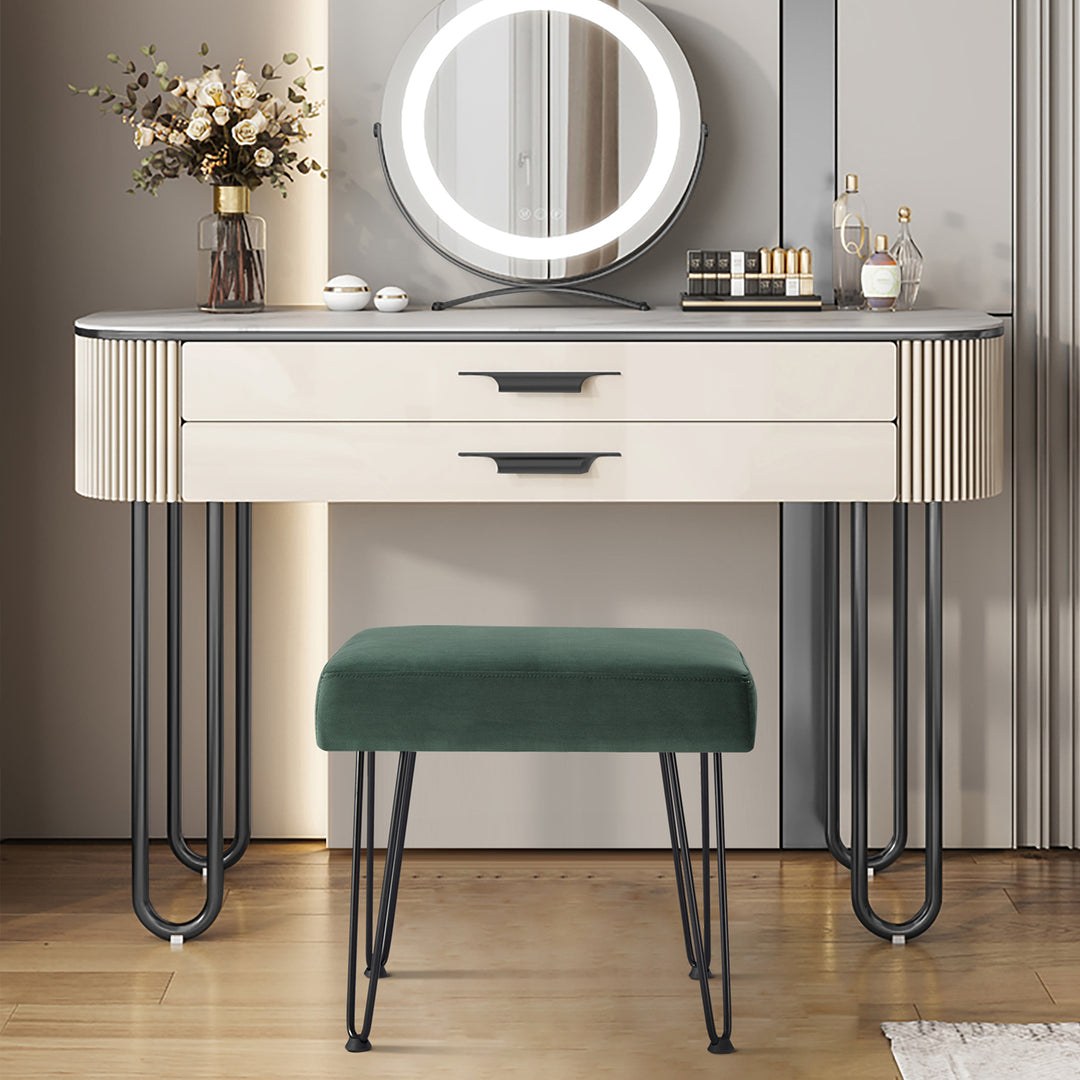 Velvet Green Vanity Stool