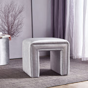 -Shaped Velvet Ottoman