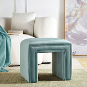 -Shaped Velvet Ottoman