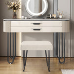 Load image into Gallery viewer, Velvet White Vanity Stool
