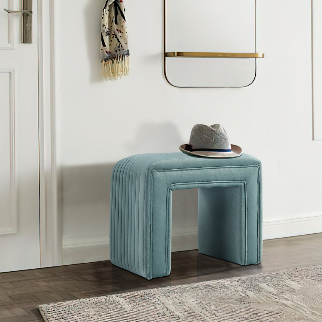 -Shaped Velvet Ottoman