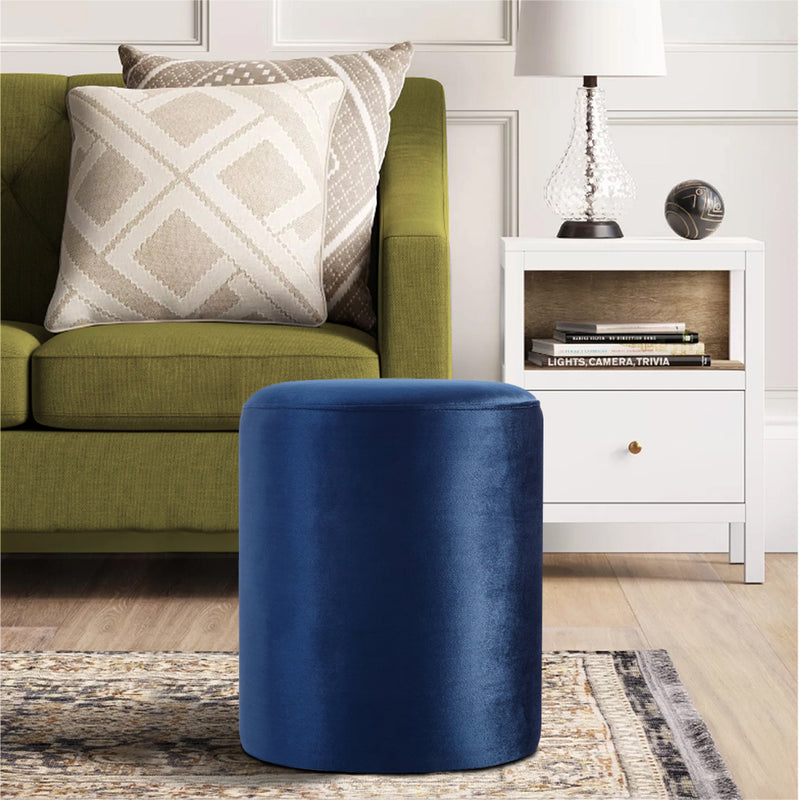 Solid Blue-Round Ottoman Chair
