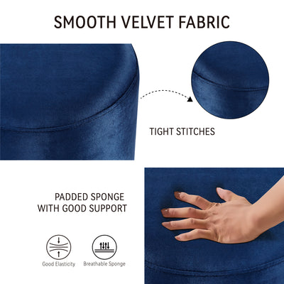 Solid Blue-Round Ottoman Chair