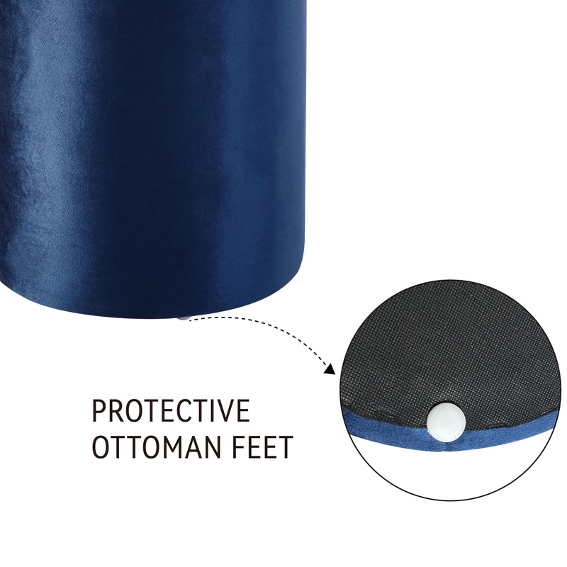 Solid Blue-Round Ottoman Chair