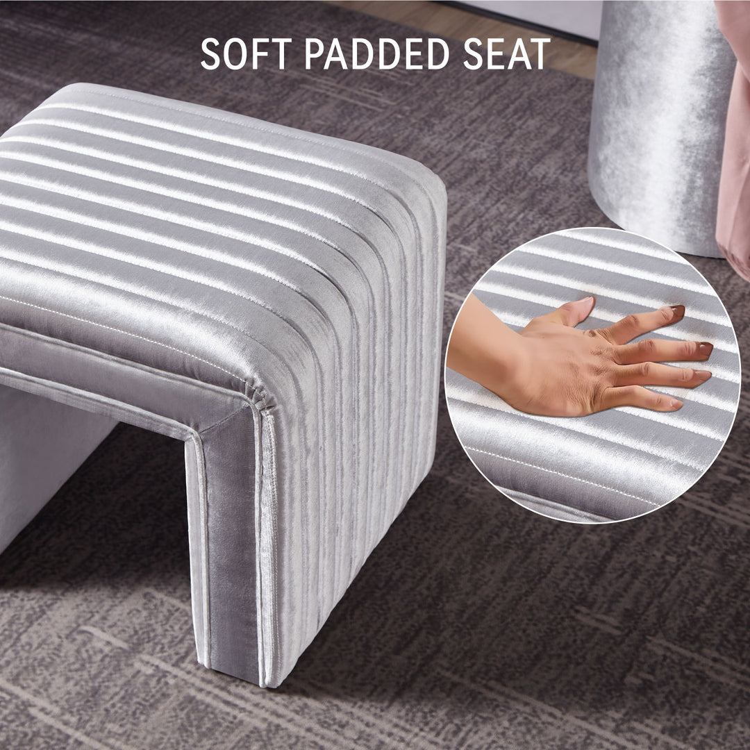 -Shaped Velvet Ottoman