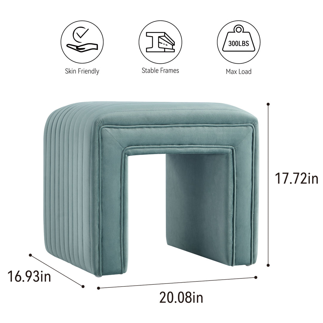 -Shaped Velvet Ottoman