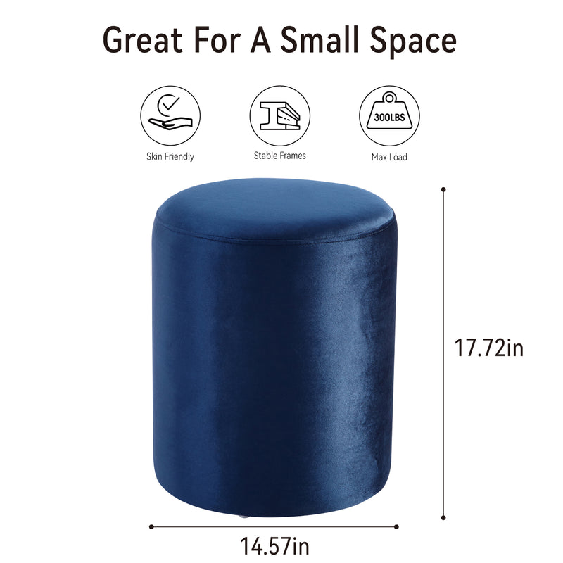Solid Blue-Round Ottoman Chair