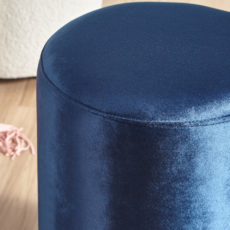 Solid Blue-Round Ottoman Chair