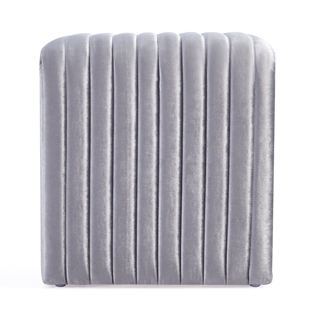 -Shaped Velvet Ottoman