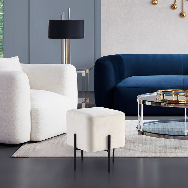 White Cube-Shaped Stool