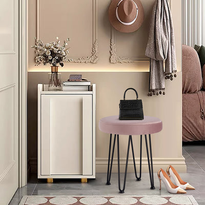 Velvet Pink Vanity Stool