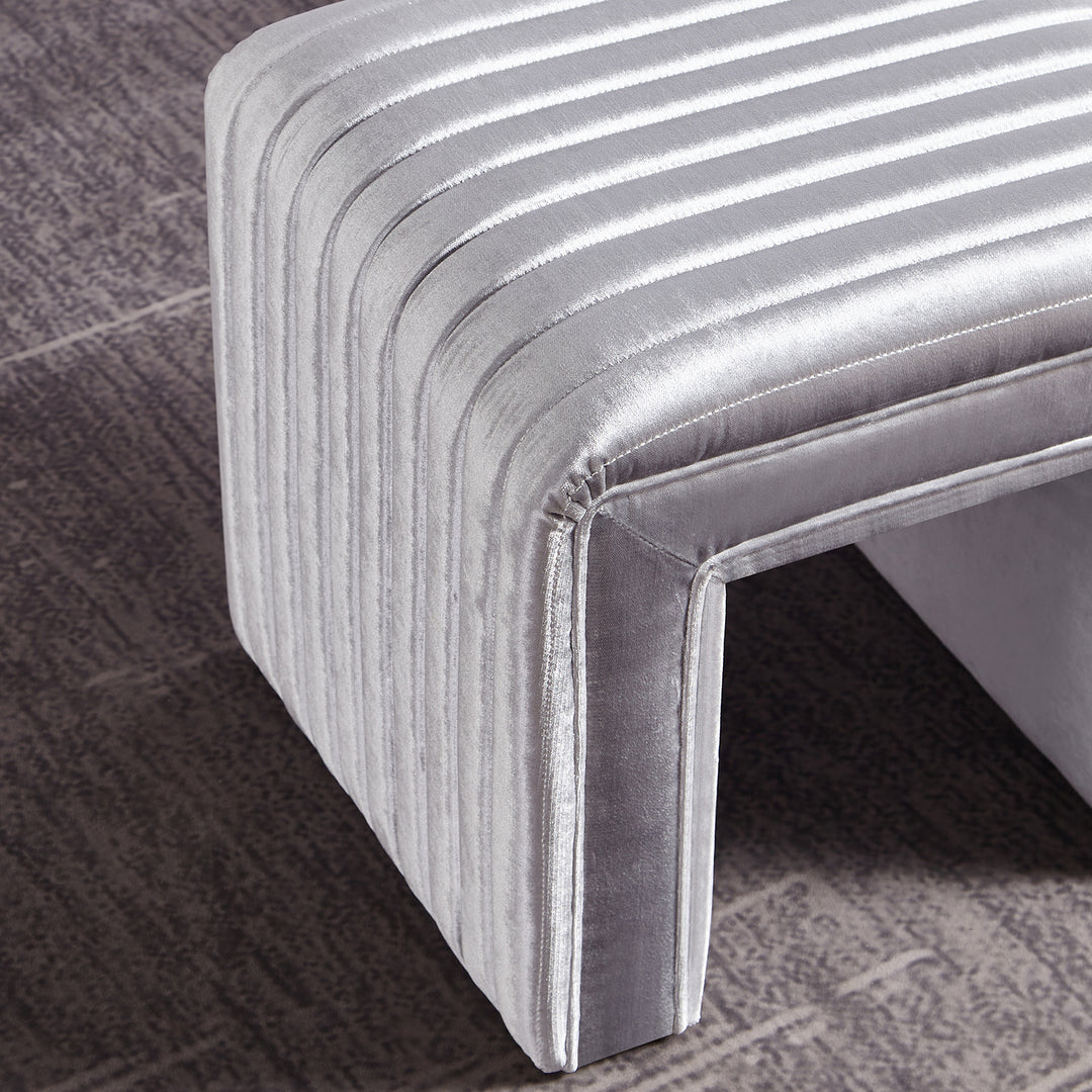 -Shaped Velvet Ottoman
