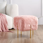 Load image into Gallery viewer, Pink Fur Cube-Shaped Cushioned Stool
