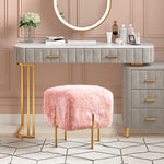 Load image into Gallery viewer, Pink Fur Cube-Shaped Cushioned Stool
