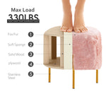 Load image into Gallery viewer, Pink Fur Cube-Shaped Cushioned Stool
