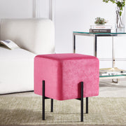 Solid Pink Cube-Shaped Cushioned Stool