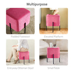 Load image into Gallery viewer, Solid Pink Cube-Shaped Cushioned Stool
