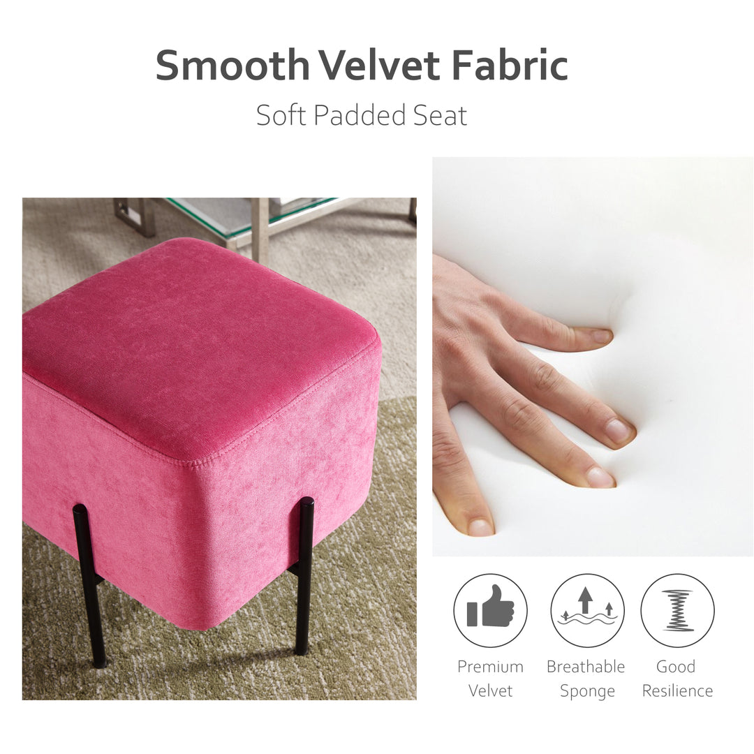 Solid Pink Cube-Shaped Cushioned Stool