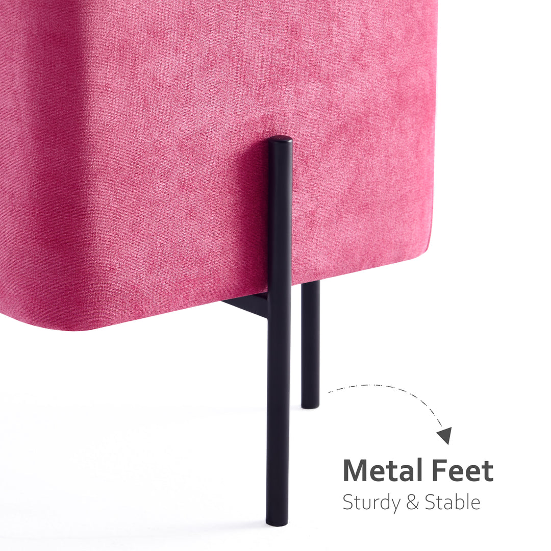 Solid Pink Cube-Shaped Cushioned Stool