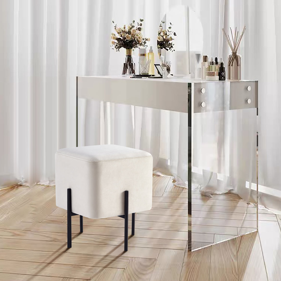 White Cube-Shaped Stool