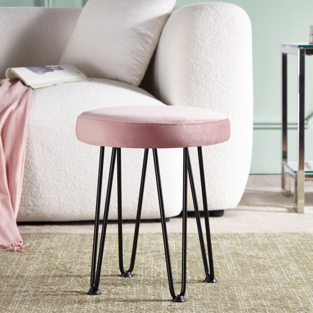 Velvet Pink Vanity Stool