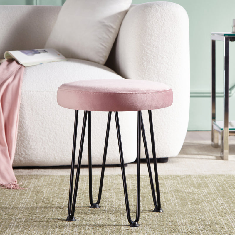 Velvet Pink Vanity Stool