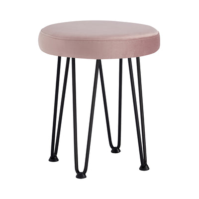 Velvet Pink Vanity Stool