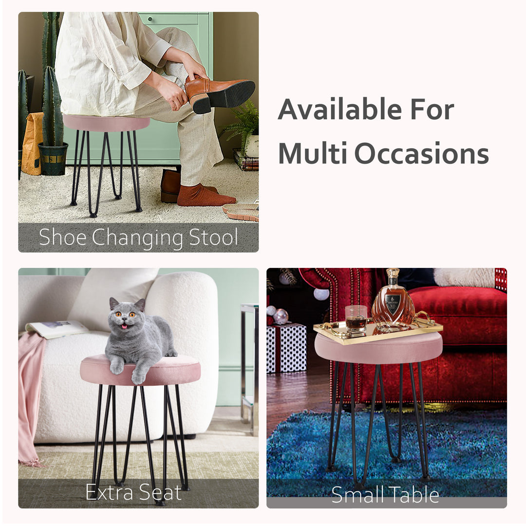 Velvet Pink Vanity Stool