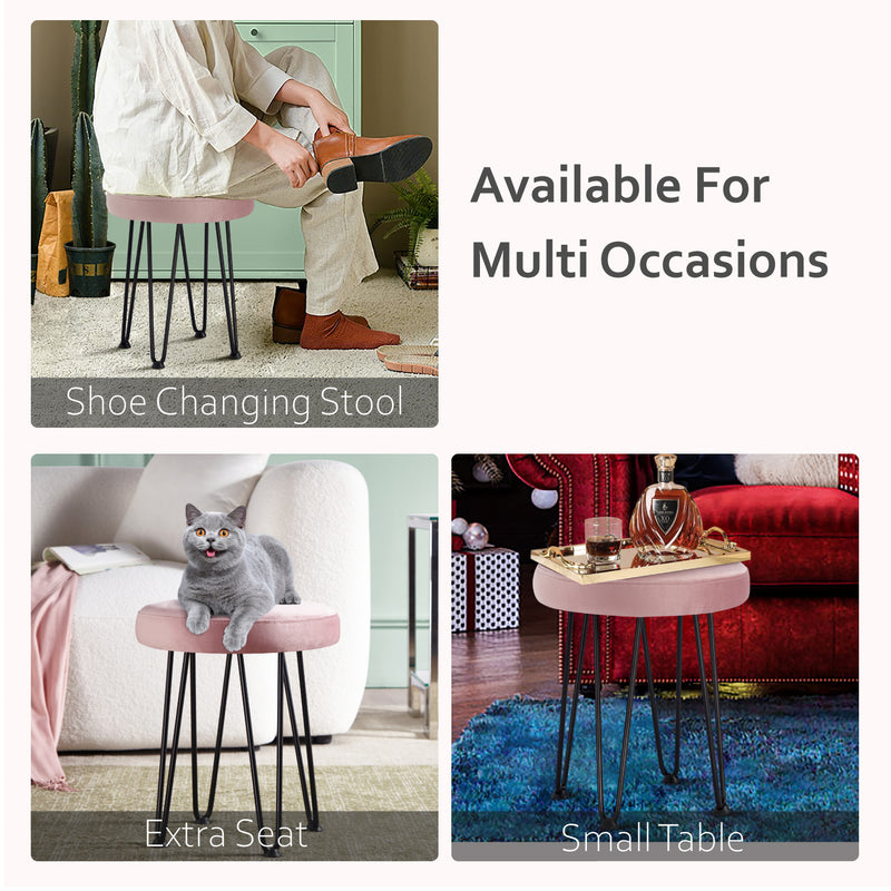 Velvet Pink Vanity Stool
