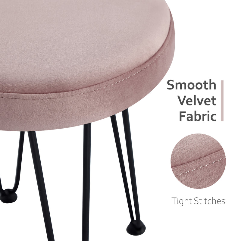 Velvet Pink Vanity Stool