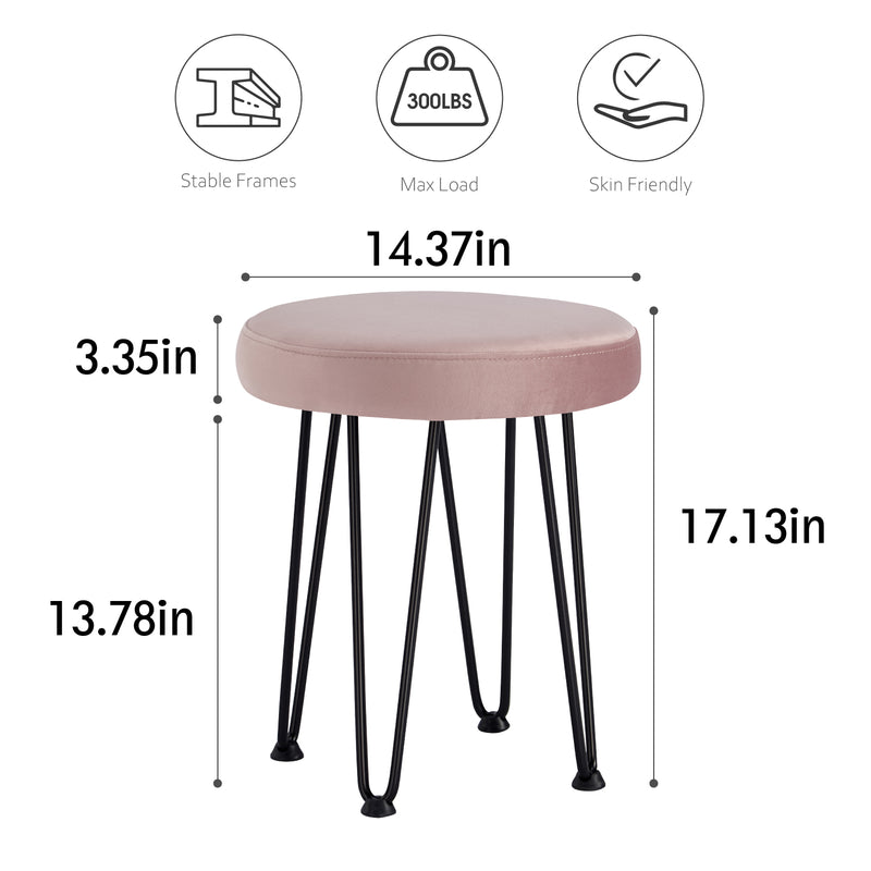 Velvet Pink Vanity Stool
