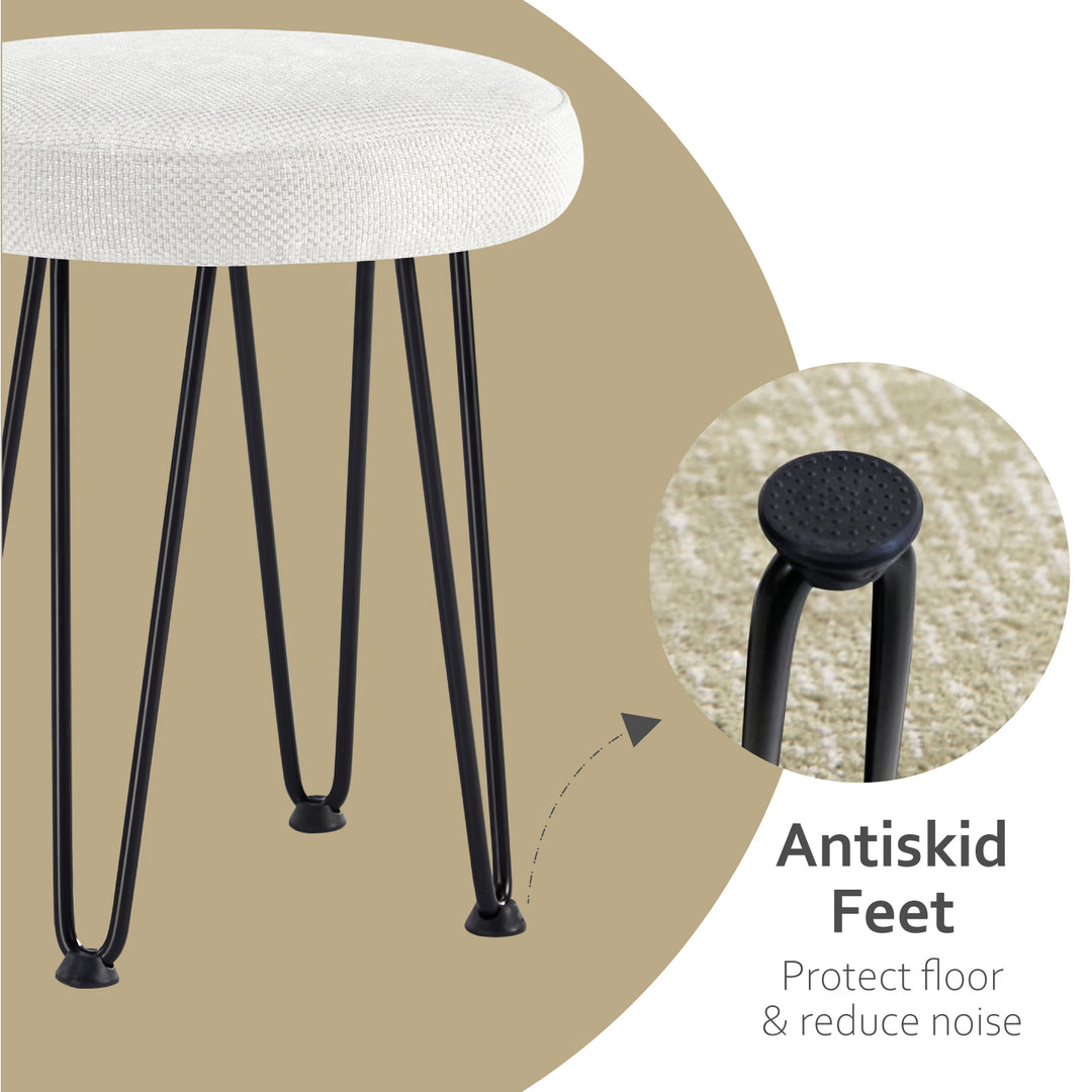 Velvet White Vanity Stool