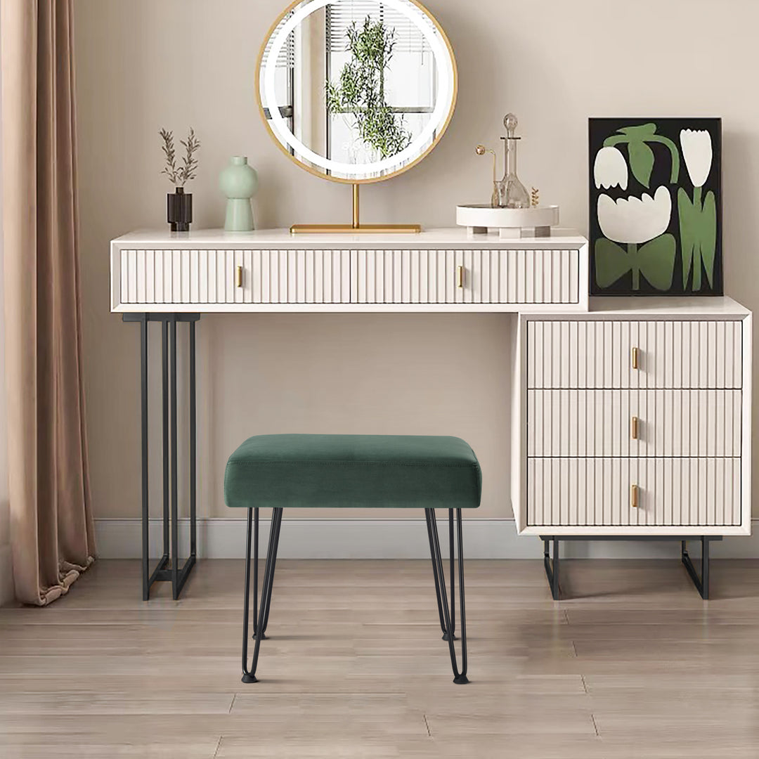 Velvet Green Vanity Stool