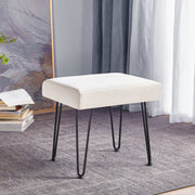 Velvet White Vanity Stool